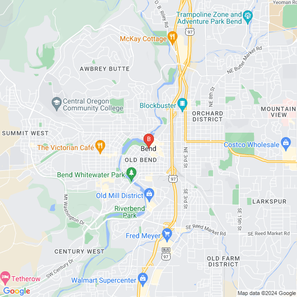 CRH Northwest location map: PO Box 1410, Bend, OR